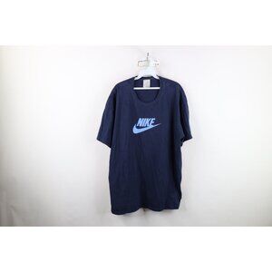 Vintage Nike Mens 2XL XXL Travis Scott Big Swoosh Short Sleeve T-Shirt Blue